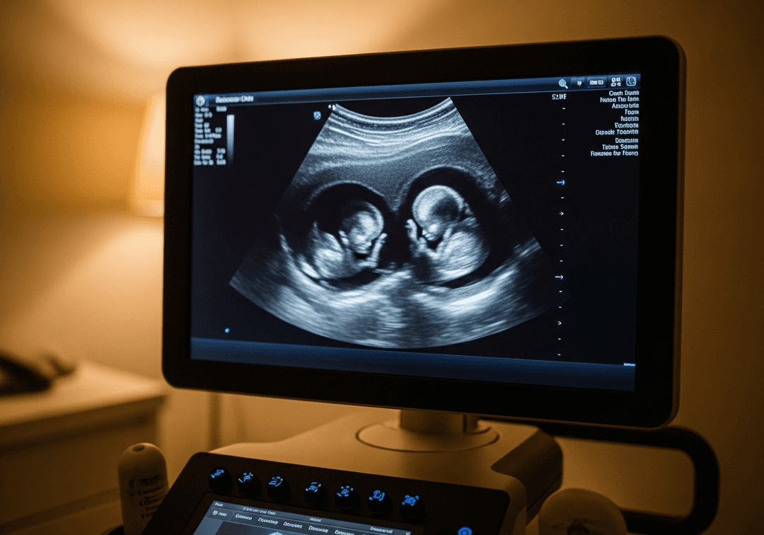 Illustration échographie grossesse gémellaire jumeaux